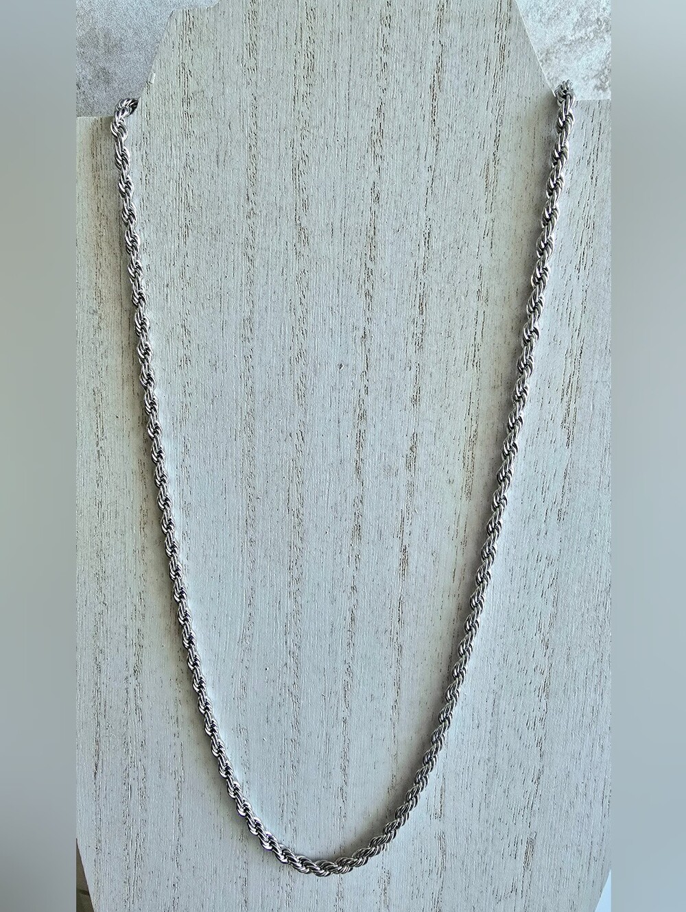 Silver Stainless Steel Rope Chain Necklace - Women Jewelry